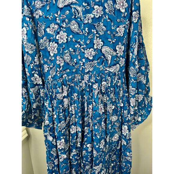SUNDRY US Size XL /14 Blouson Sleeve Midi Cotton Dress New With Tags - Picture 6 of 15